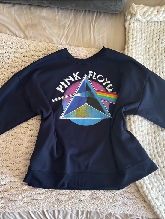 Pink Floyd Sweaters - Pink Floyd Navy Crewneck with Prism Rainbow Logo
